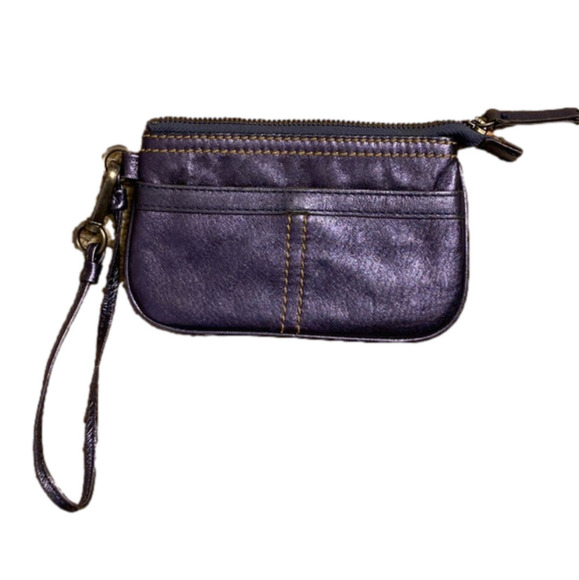 CLARKS Leather Wristlet Metallic Purple - Picture 7 of 10